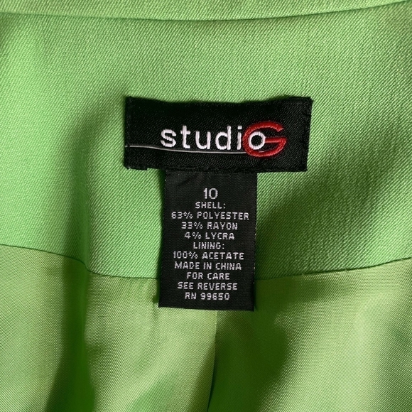Women Pencil Skirt Suit Studio G Lime Green Blazer & Skirt Set Office Style Suit - Picture 13 of 13